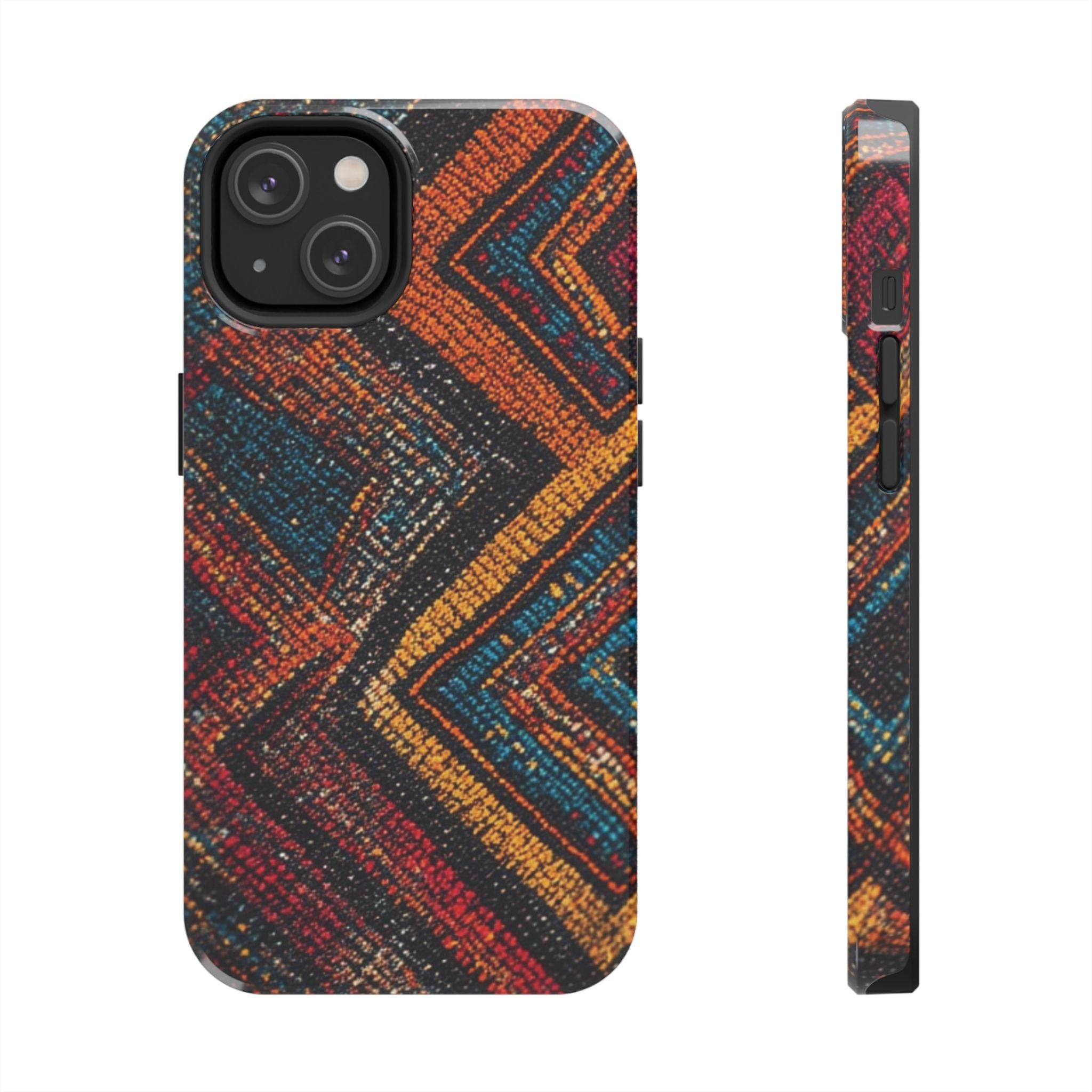 Tough Phone Case — Boho Geometric Rug Pattern, Protective iPhone Cover