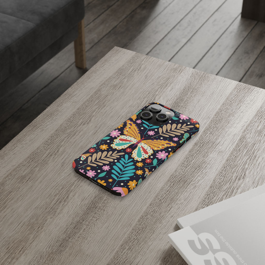 Butterfly Floral Slim Phone Case — Colorful Boho Garden Design