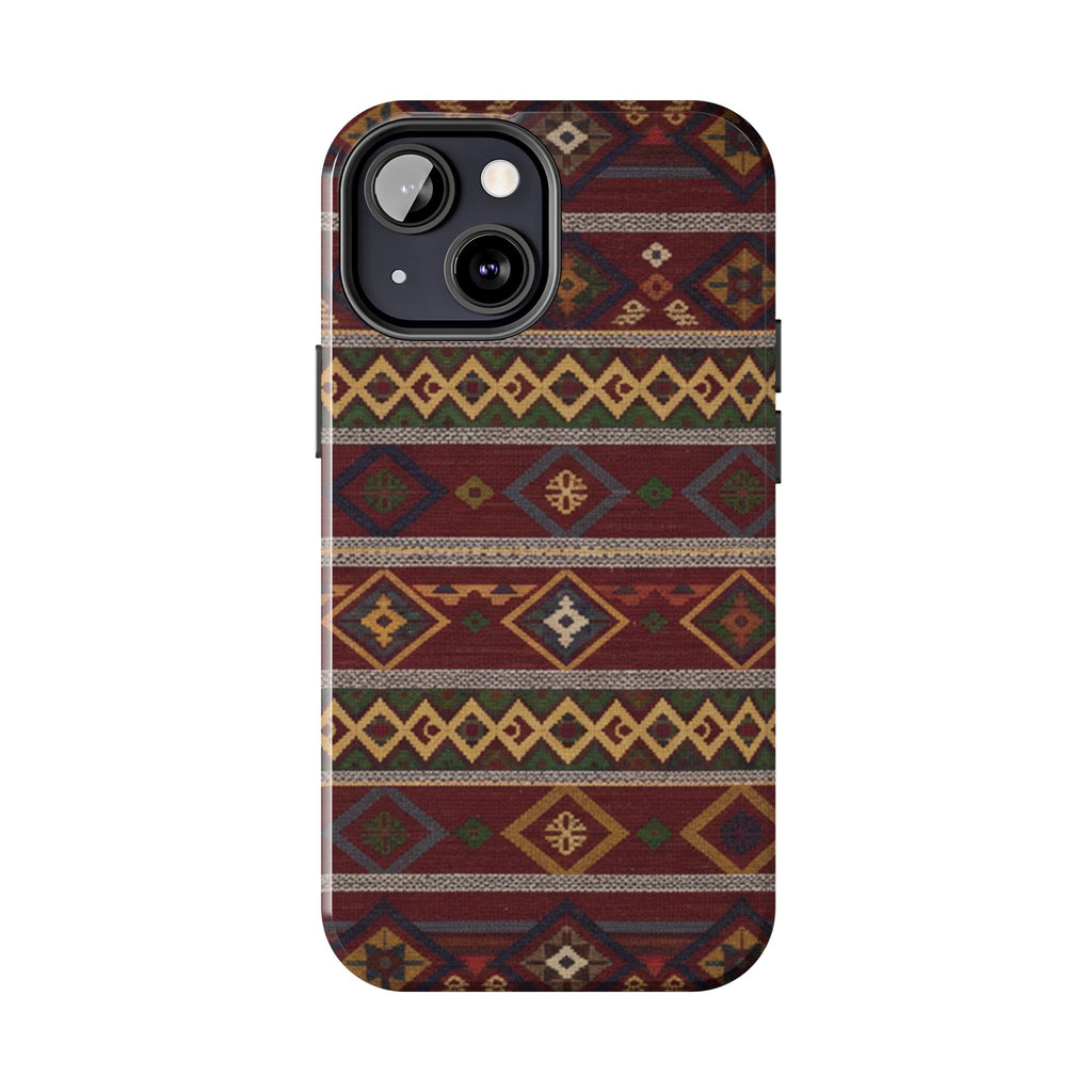 Aztec Pattern Tough Phone Case — Rustic Tribal Protective Cover
