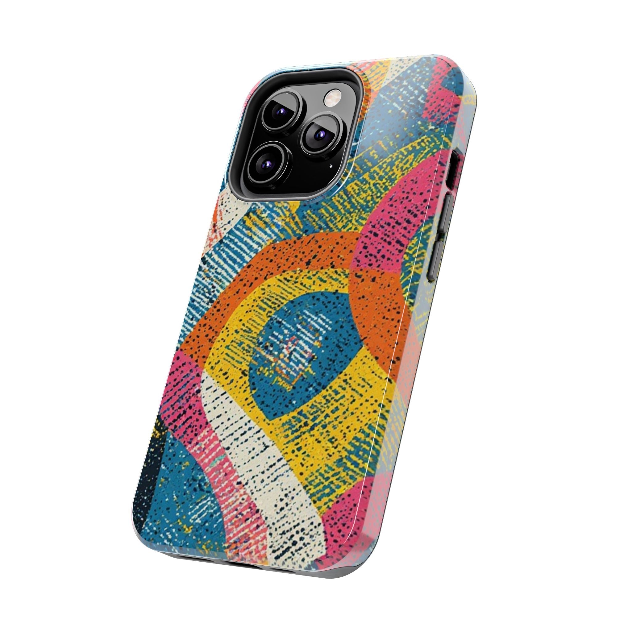 Bold Retro Abstract Tough Phone Case — Colorful Geometric Protective Cover