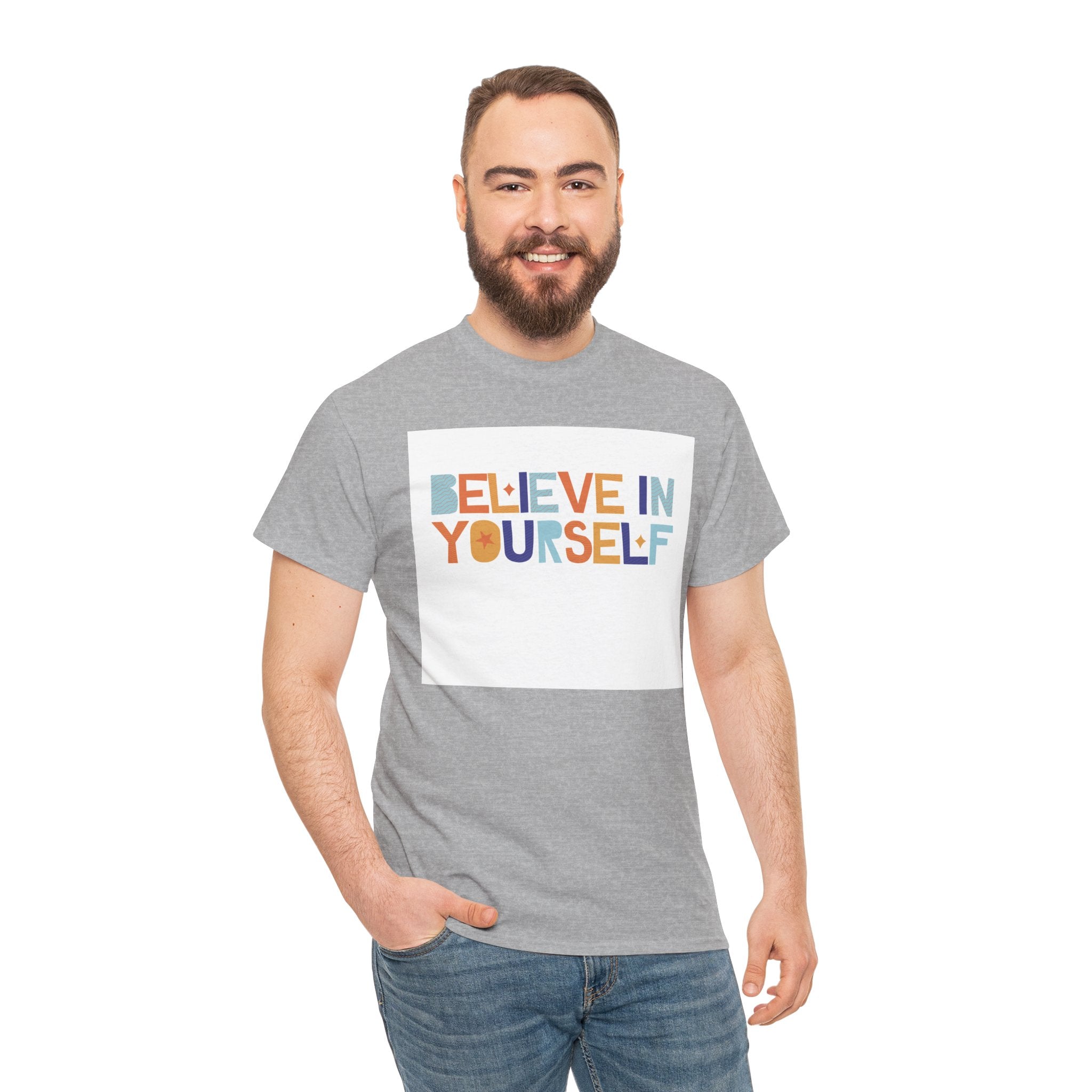 T-Shirt — "Believe in Yourself" Colorful Retro Motivational Tee