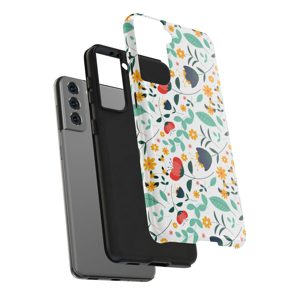 Floral Pattern Tough Phone Case — Colorful Spring Flowers Phone Cover