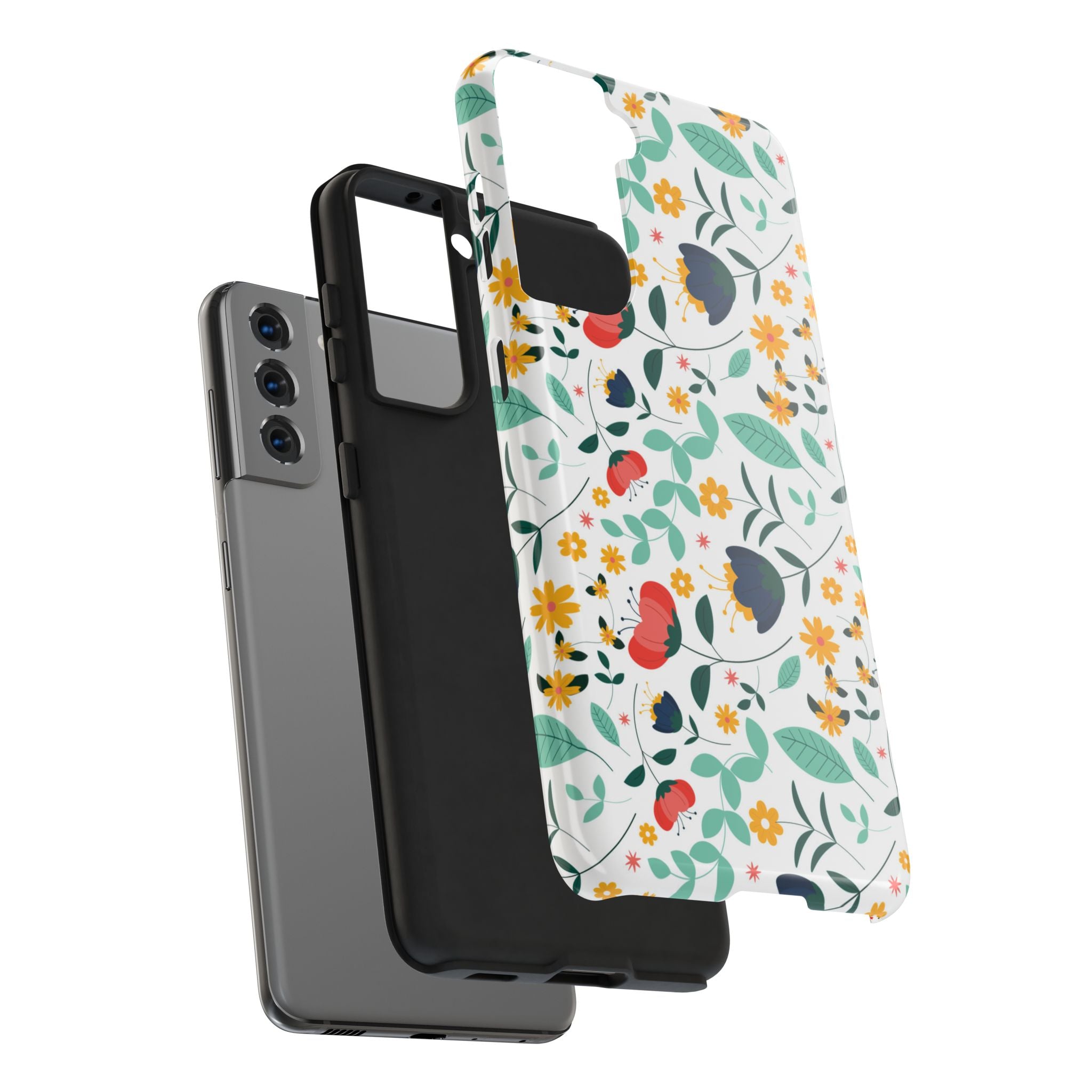 Floral Pattern Tough Phone Case — Colorful Spring Flowers Phone Cover