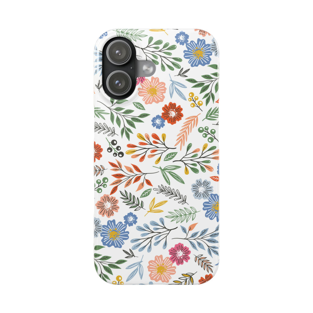 Slim Floral Phone Case — Colorful Hand-Drawn Wildflower Design