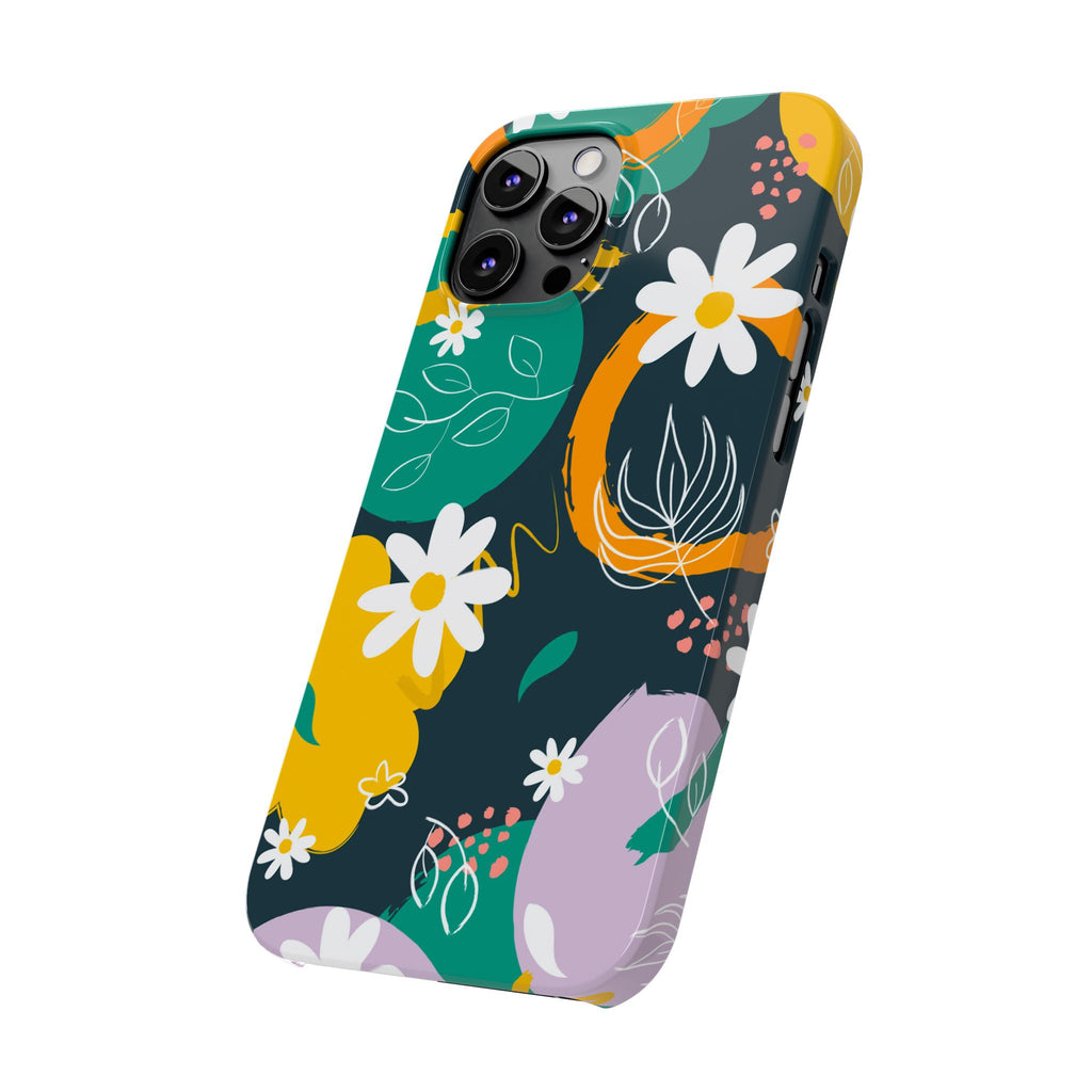 Floral Circle Slim Phone Case — Colorful Abstract Daisies Phone Cover