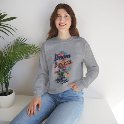 Dream Big Crewneck Sweatshirt — "Dream, Design, Draw" Inspirational Graphic