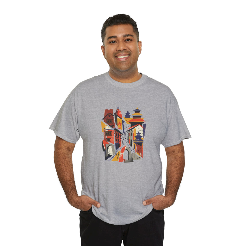 Cityscape Abstract Tee — Colorful Urban Architecture Graphic T‑Shirt