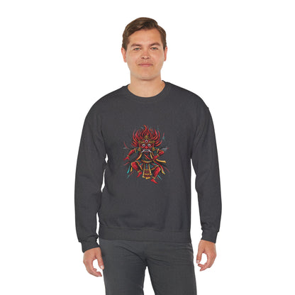 Crewneck Sweatshirt — Red Demon Guardian Graphic