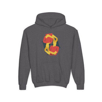 Youth Hoodie with Geometric Squirrel Art – 'Squirrel' Colorful Kids Pullover