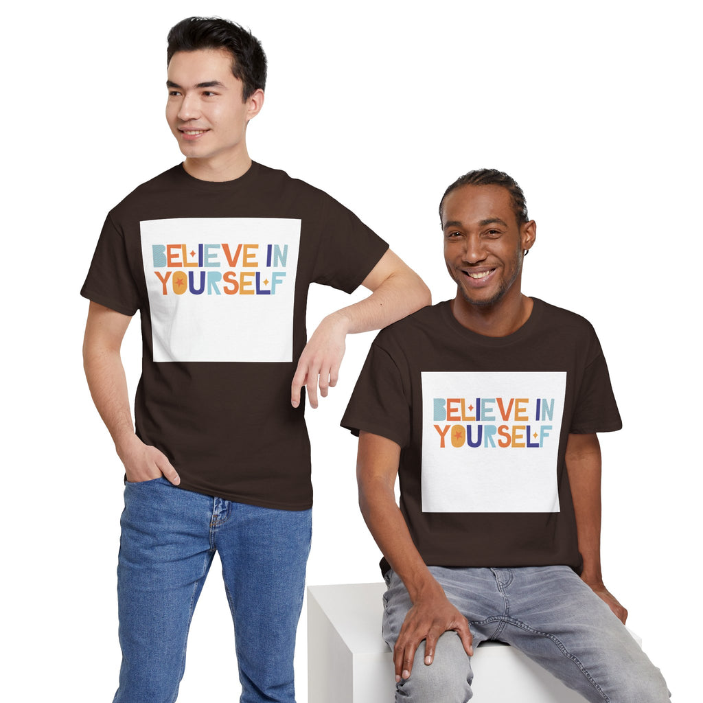 T-Shirt — "Believe in Yourself" Colorful Retro Motivational Tee