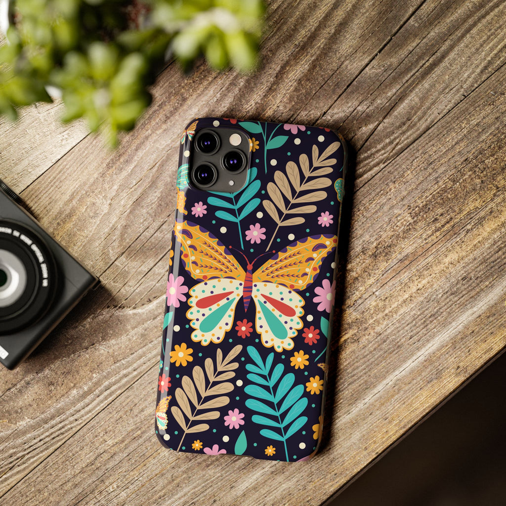 Butterfly Floral Slim Phone Case — Colorful Boho Garden Design