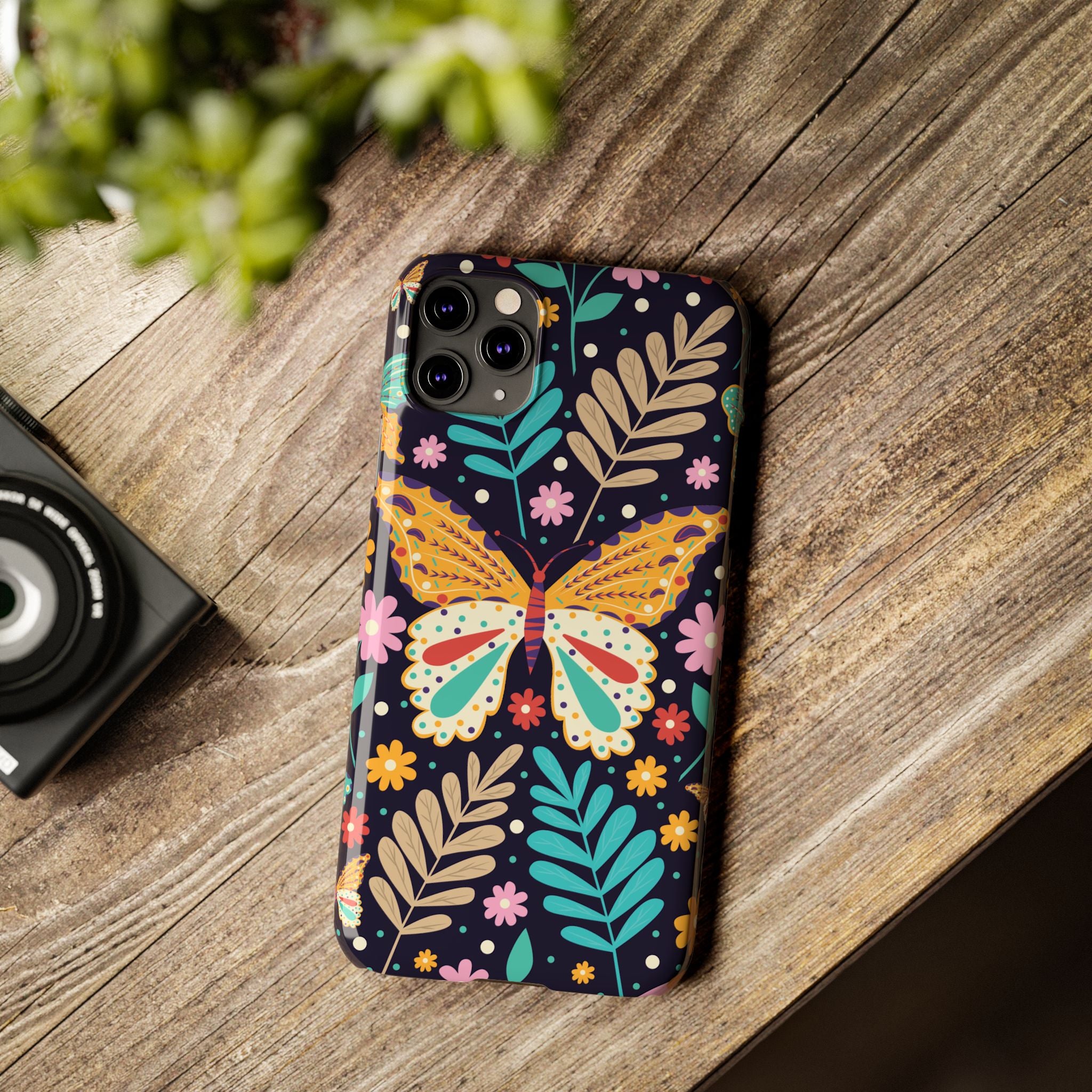 Butterfly Floral Slim Phone Case — Colorful Boho Garden Design