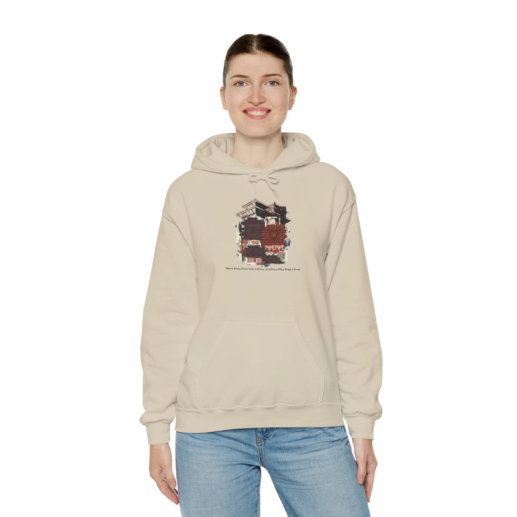 Hoodie — Vintage Urban Industrial Building Graphic Hoodie (Architectural Sketch)