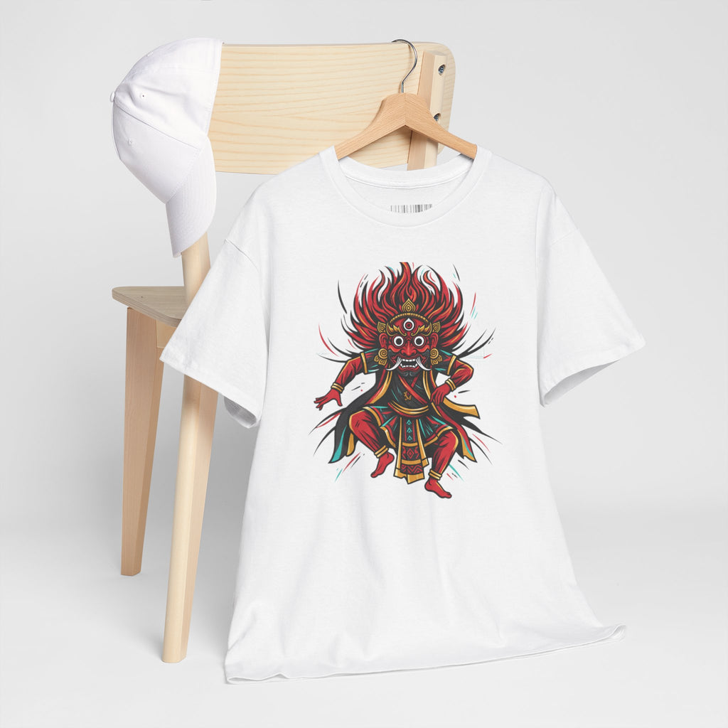 T-Shirt — Fierce Red Oni Demon Graphic Tee (Mythic Japanese Mask Design)