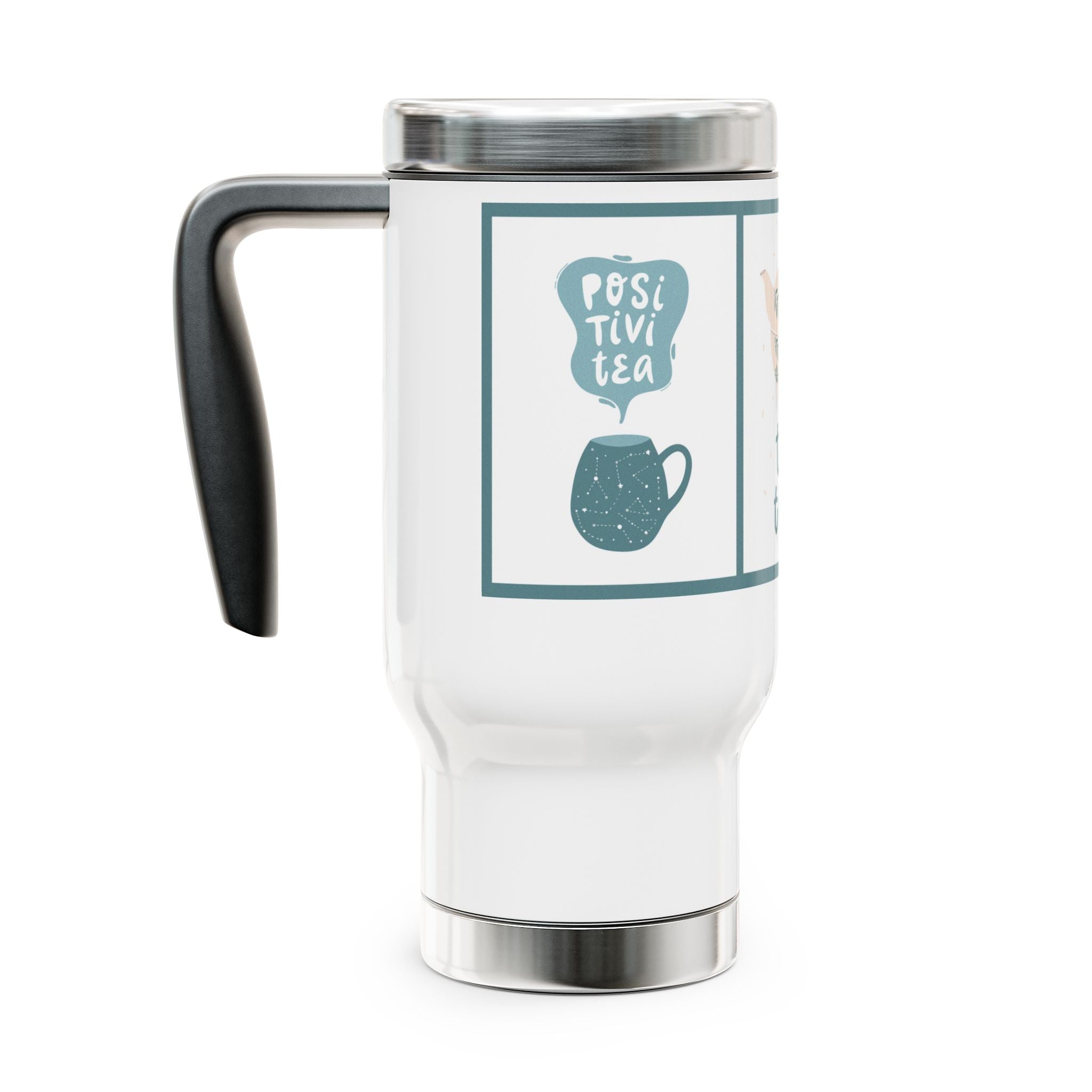 Charming Tea Time Travel Mug, Positive Tea Insulated Cup for Tea Lovers, Perfect for Gifts, Camping, Office Use, Daily Hydration