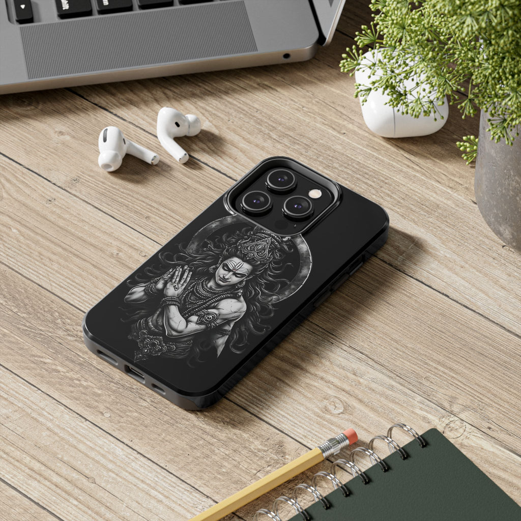 Shiva Tough Phone Case — Black Protective Hindu Deity Design