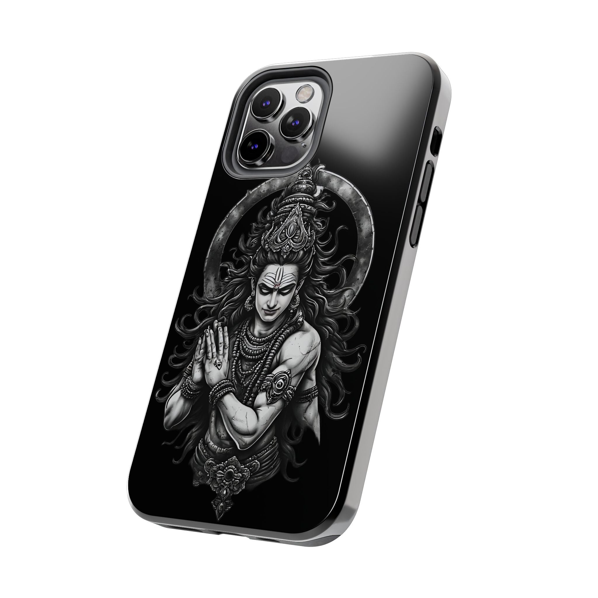 Shiva Tough Phone Case — Black Protective Hindu Deity Design