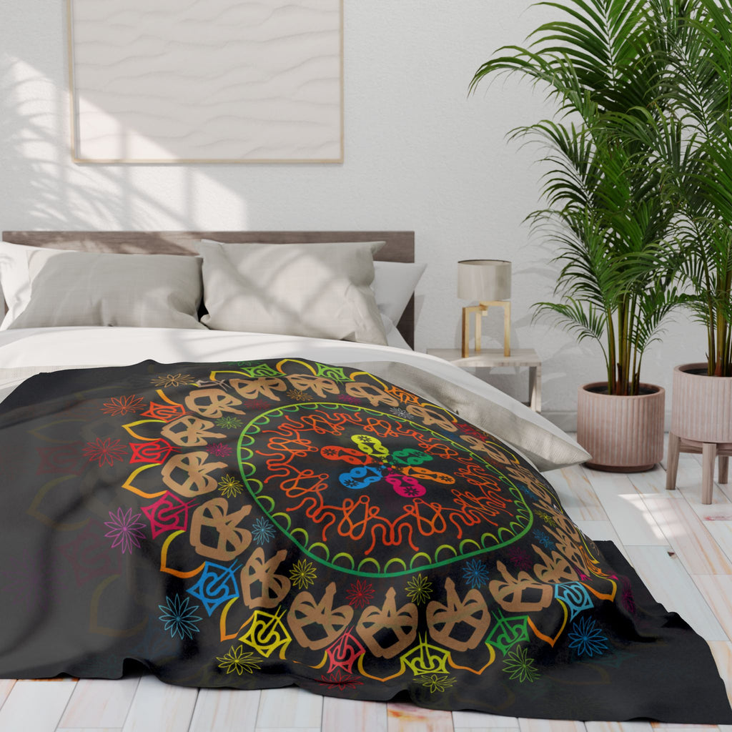 Mandala Skull Arctic Fleece Blanket — Colorful Bohemian Skull Circle Throw