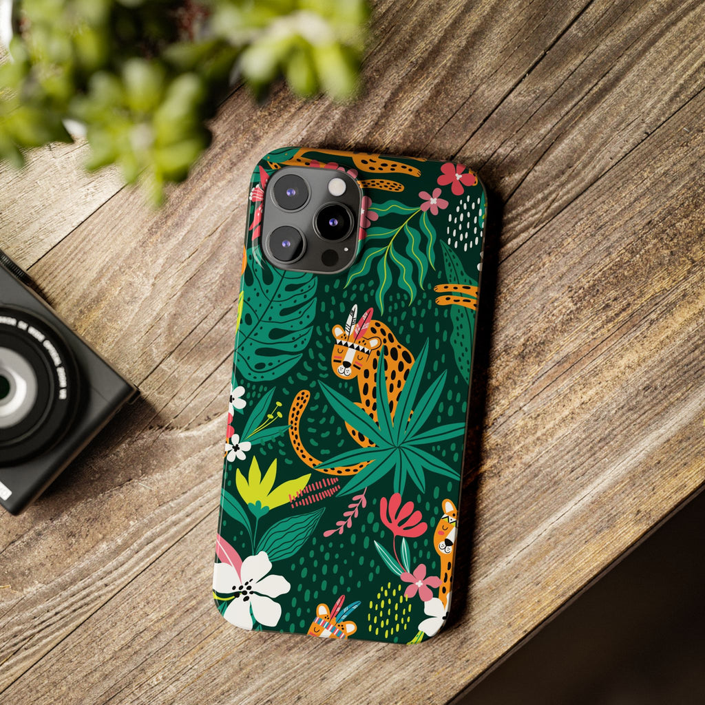 Slim Phone Case — Tropical Jungle Leopard Floral Pattern (Slim Protective Phone Cover)
