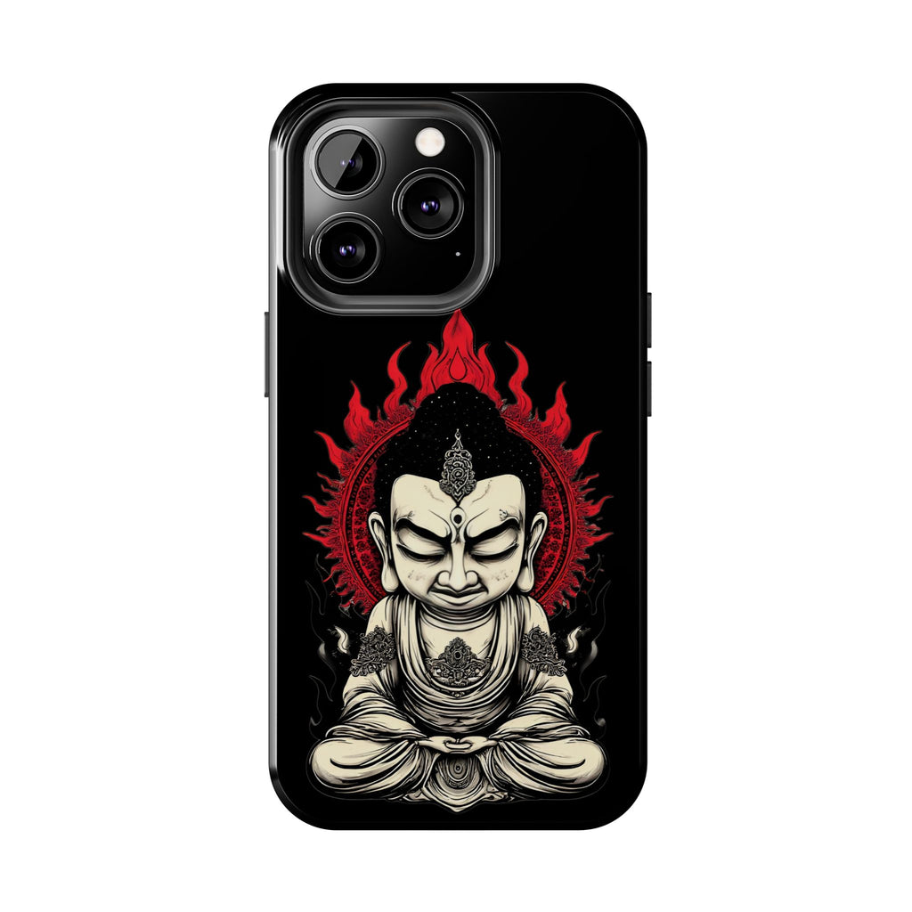 Meditative Buddha Tough Phone Case — Red Flame Zen Protection