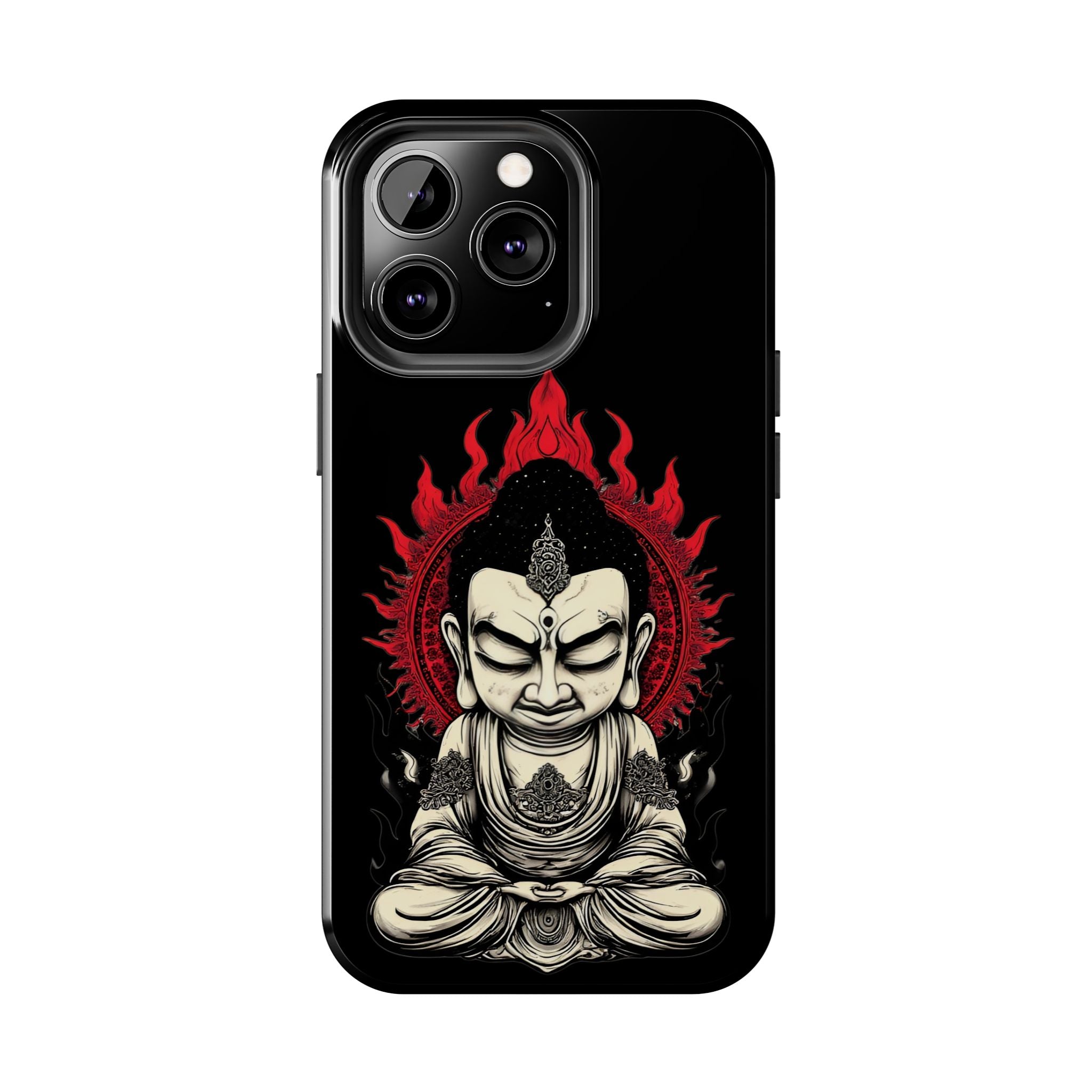 Meditative Buddha Tough Phone Case — Red Flame Zen Protection