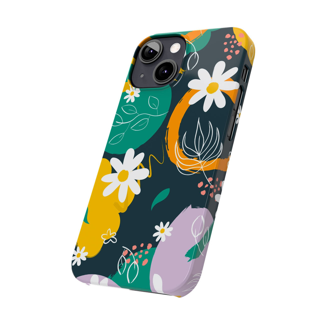 Floral Circle Slim Phone Case — Colorful Abstract Daisies Phone Cover