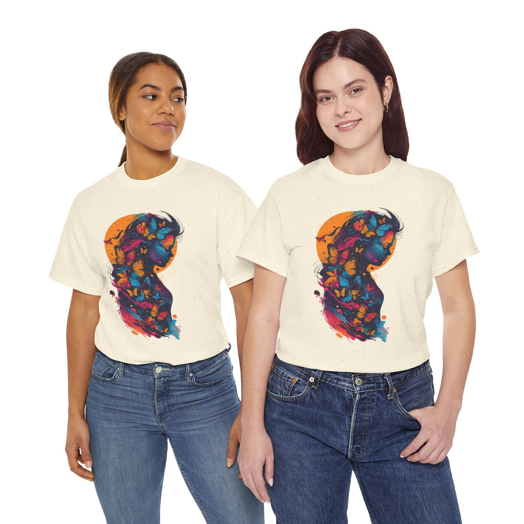 Butterfly Silhouette Graphic Tee — Colorful Maternity Profile Design