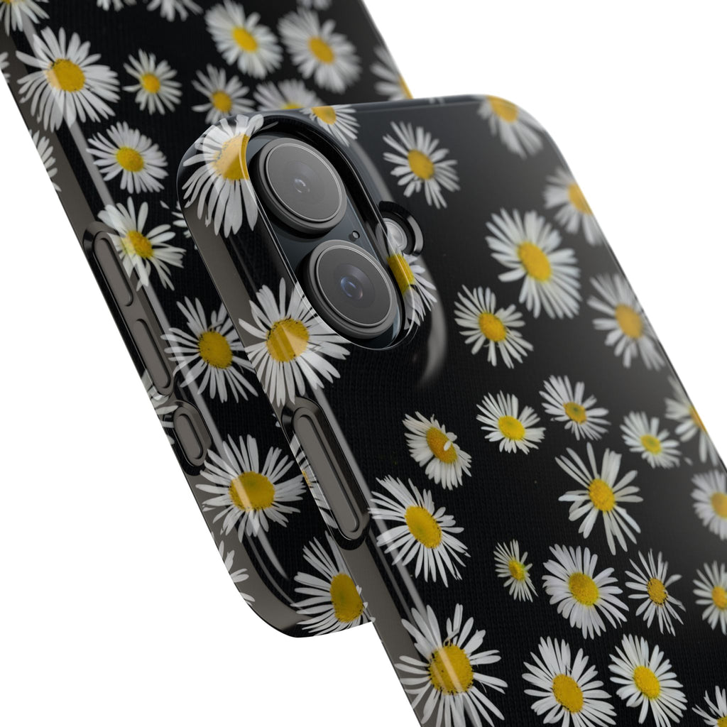 Daisy Pattern Slim Phone Case — Black Background Floral iPhone Case