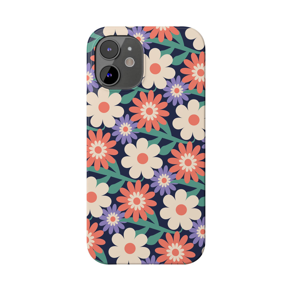 Floral Retro Slim Phone Case – Navy Ditsy Flowers