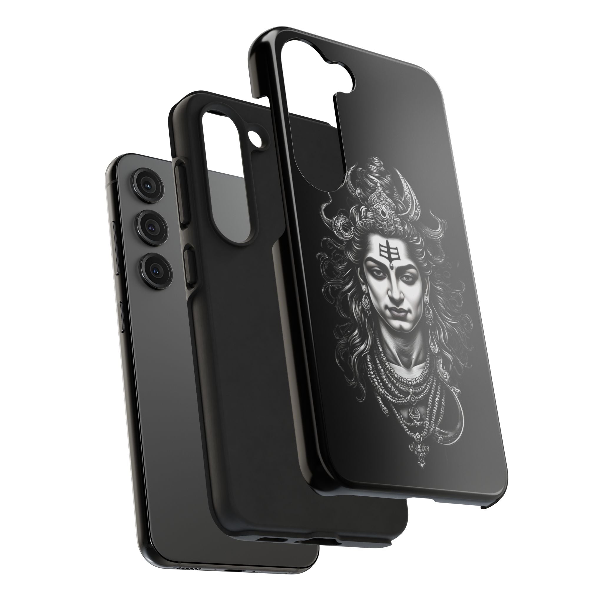 Phone Case — Intricate Lord Shiva Illustration on Black Tough Case