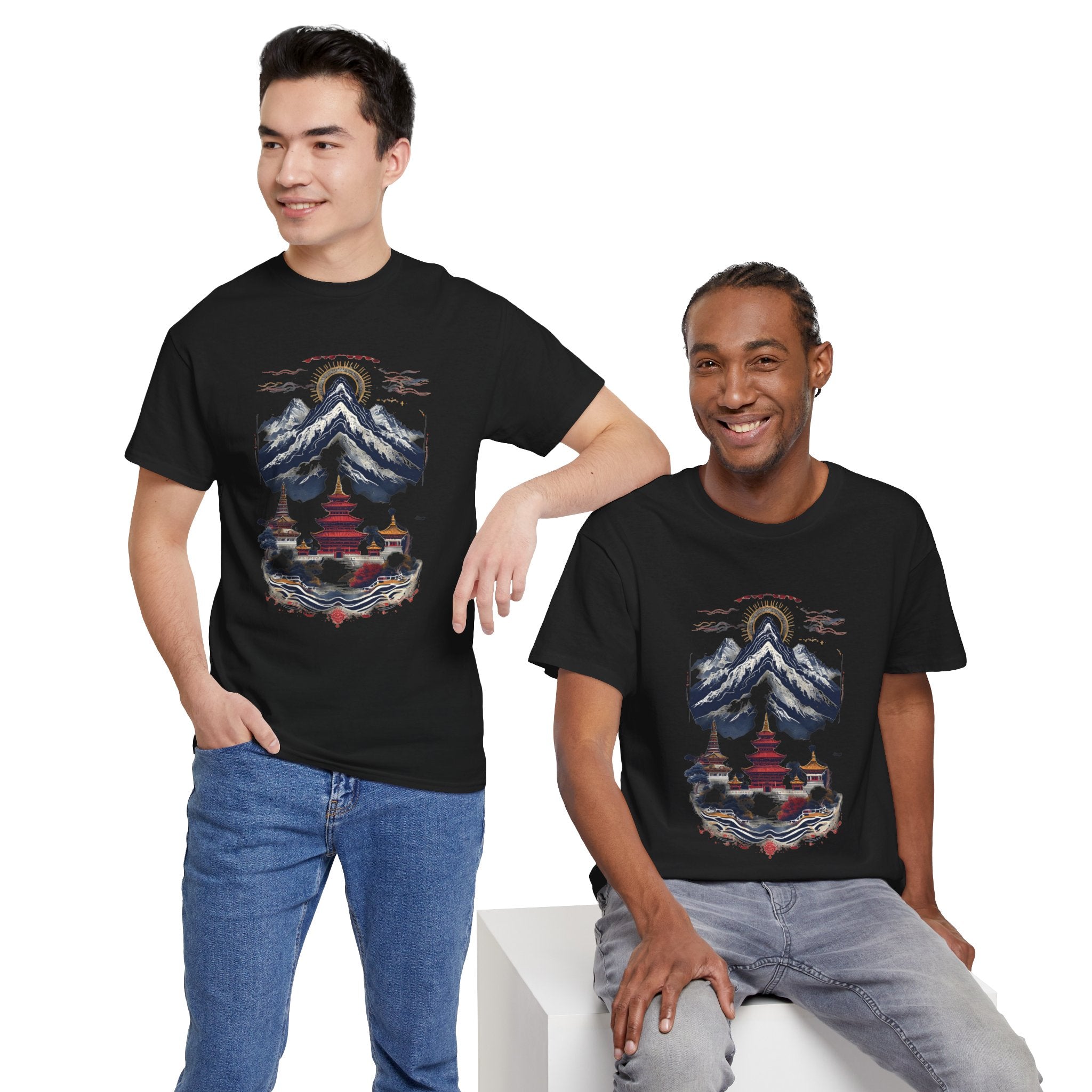 Japanese Mountain Pagoda T-Shirt — Zen Temple Landscape Tee