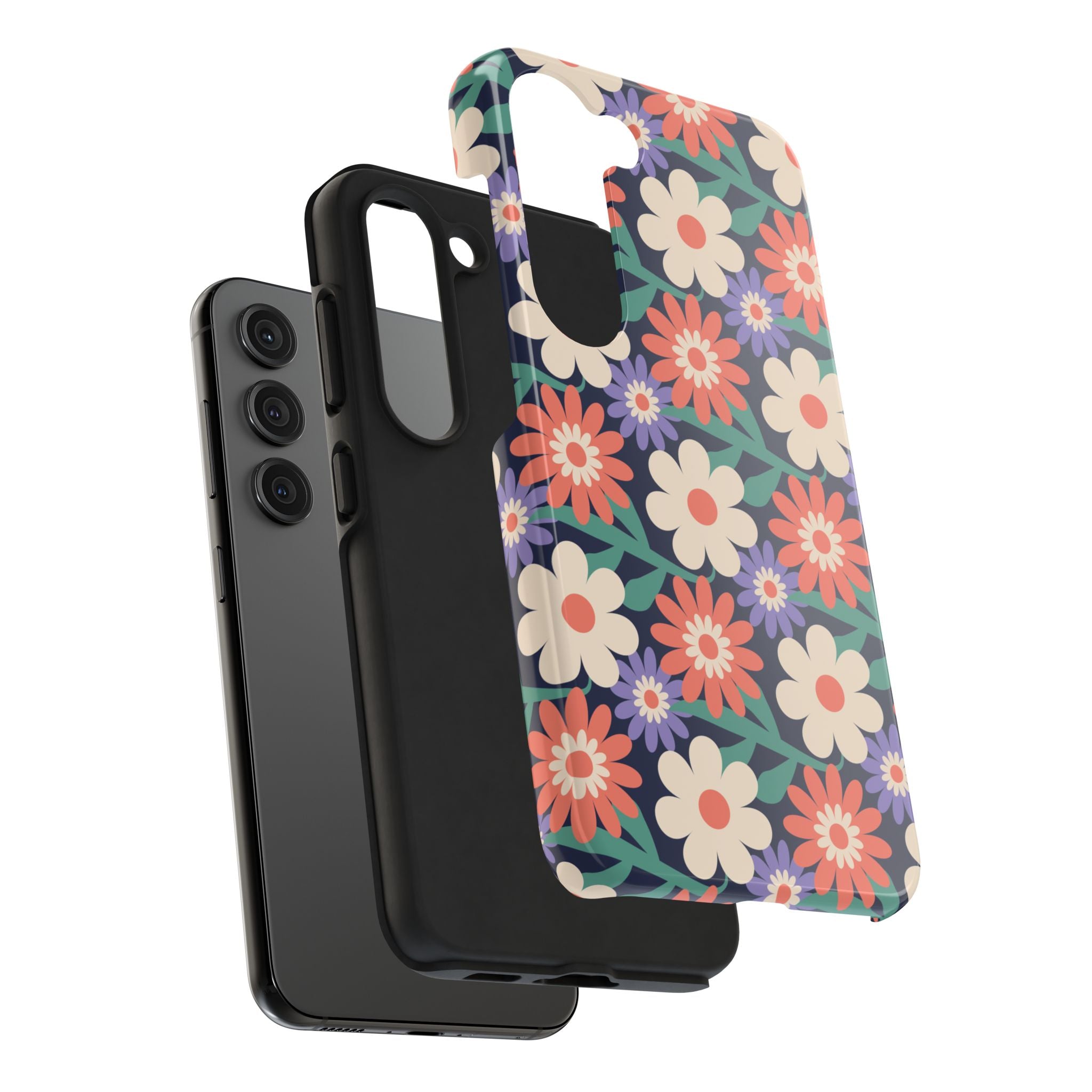 Floral Tough Phone Case — Retro Daisies Protective Phone Cover