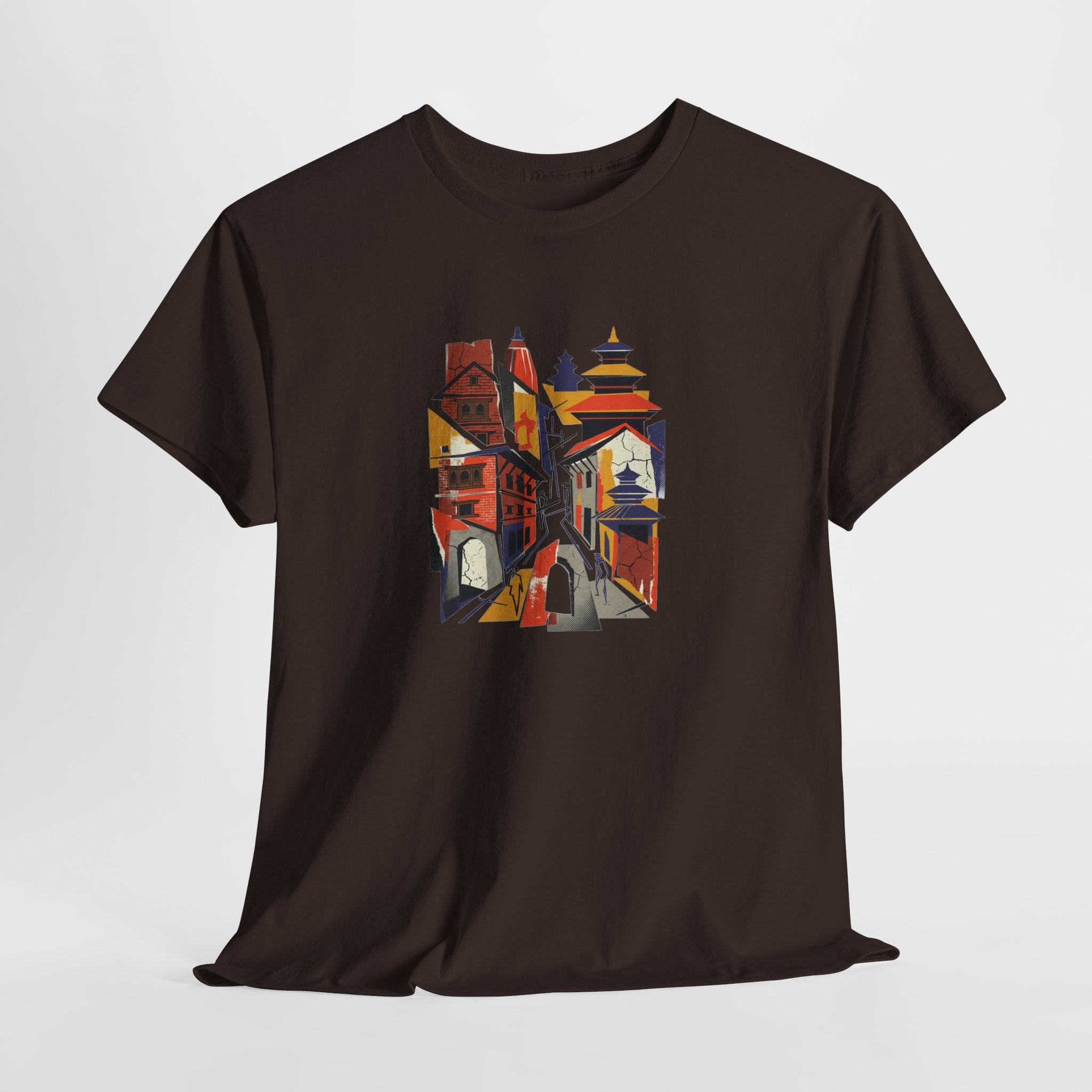 Cityscape Abstract Tee — Colorful Urban Architecture Graphic T‑Shirt
