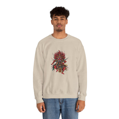 Crewneck Sweatshirt — Red Demon Guardian Graphic