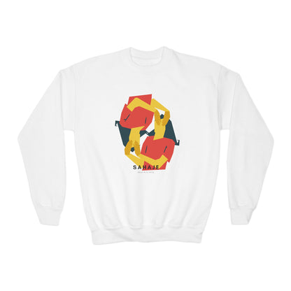 Abstract Geometric Crewneck Sweatshirt — Modern Colorblock Youth Pullover