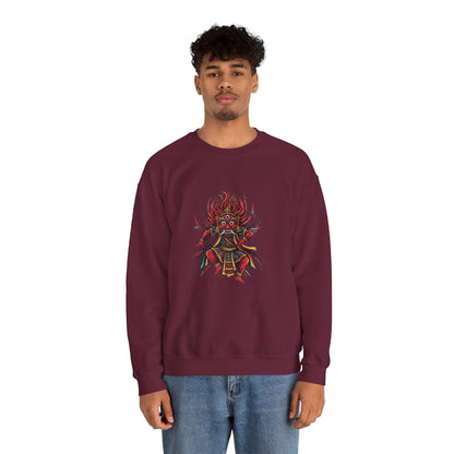 Crewneck Sweatshirt — Red Demon Guardian Graphic