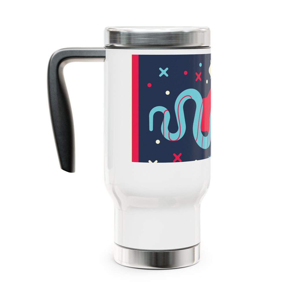 Vibrant Snake Design Travel Mug with Handle, Travel Coffee Cup, Artsy Gift for Her, Unique Drinkware, Camping Accessories, Road Trip [...]