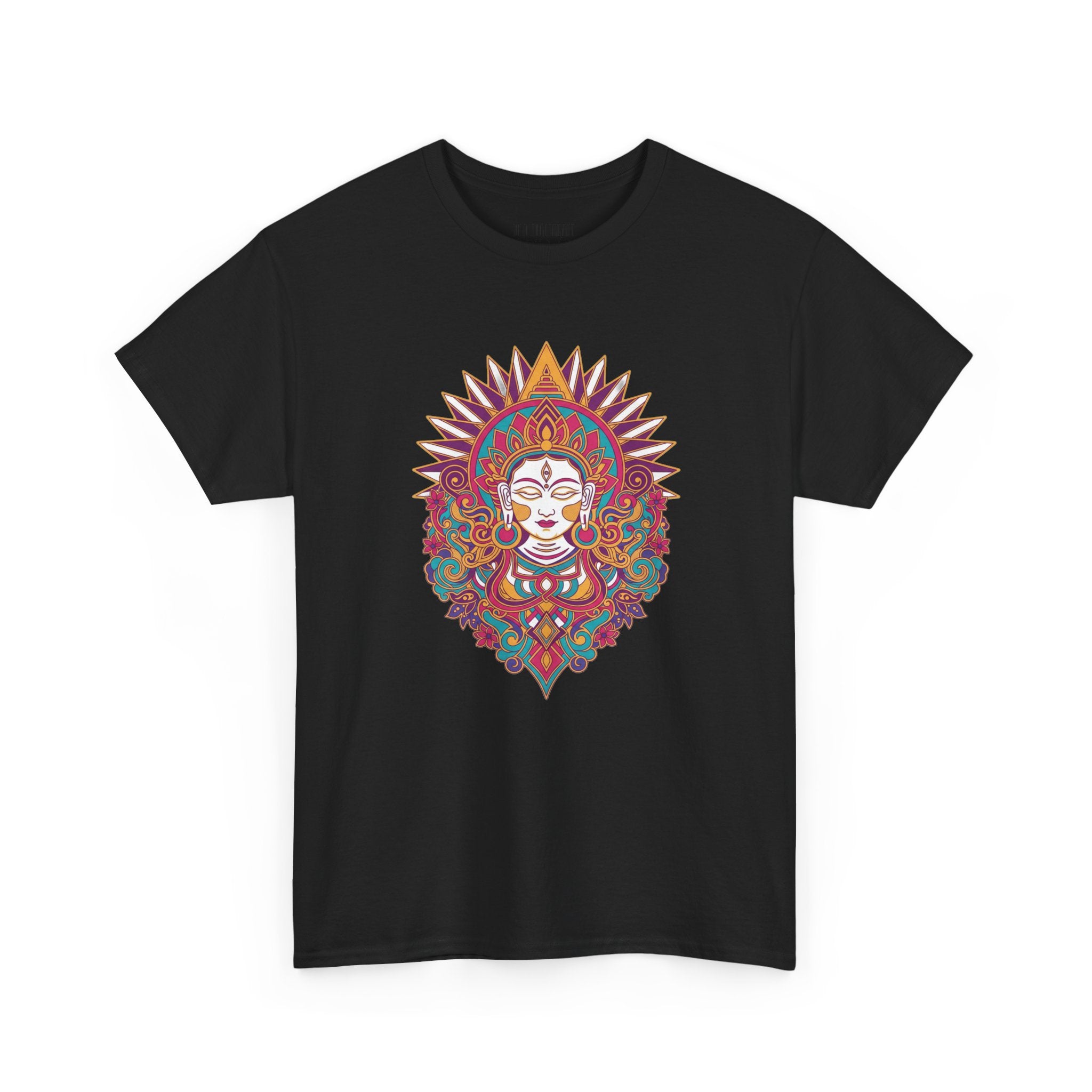 Spiritual Goddess Sun Mandala Tee — Colorful Boho Yoga T‑Shirt