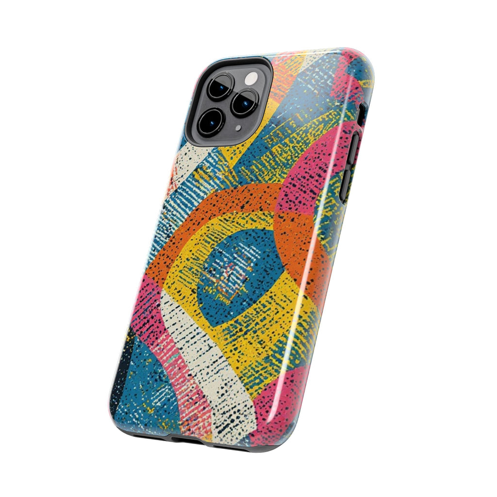 Bold Retro Abstract Tough Phone Case — Colorful Geometric Protective Cover