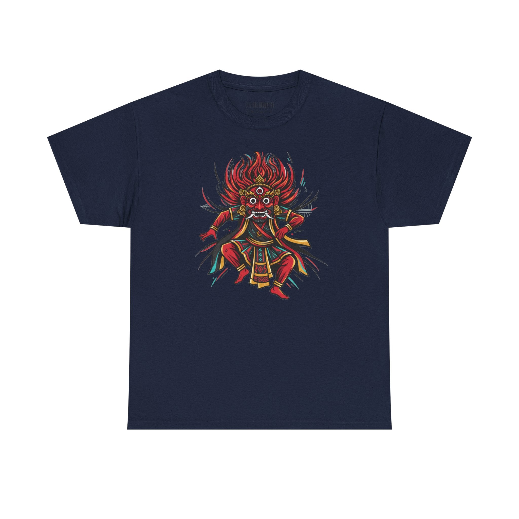 T-Shirt — Fierce Red Oni Demon Graphic Tee (Mythic Japanese Mask Design)
