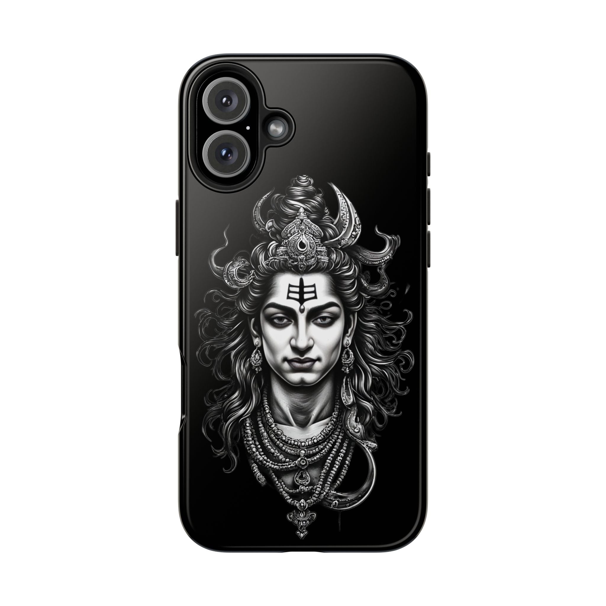 Phone Case — Intricate Lord Shiva Illustration on Black Tough Case