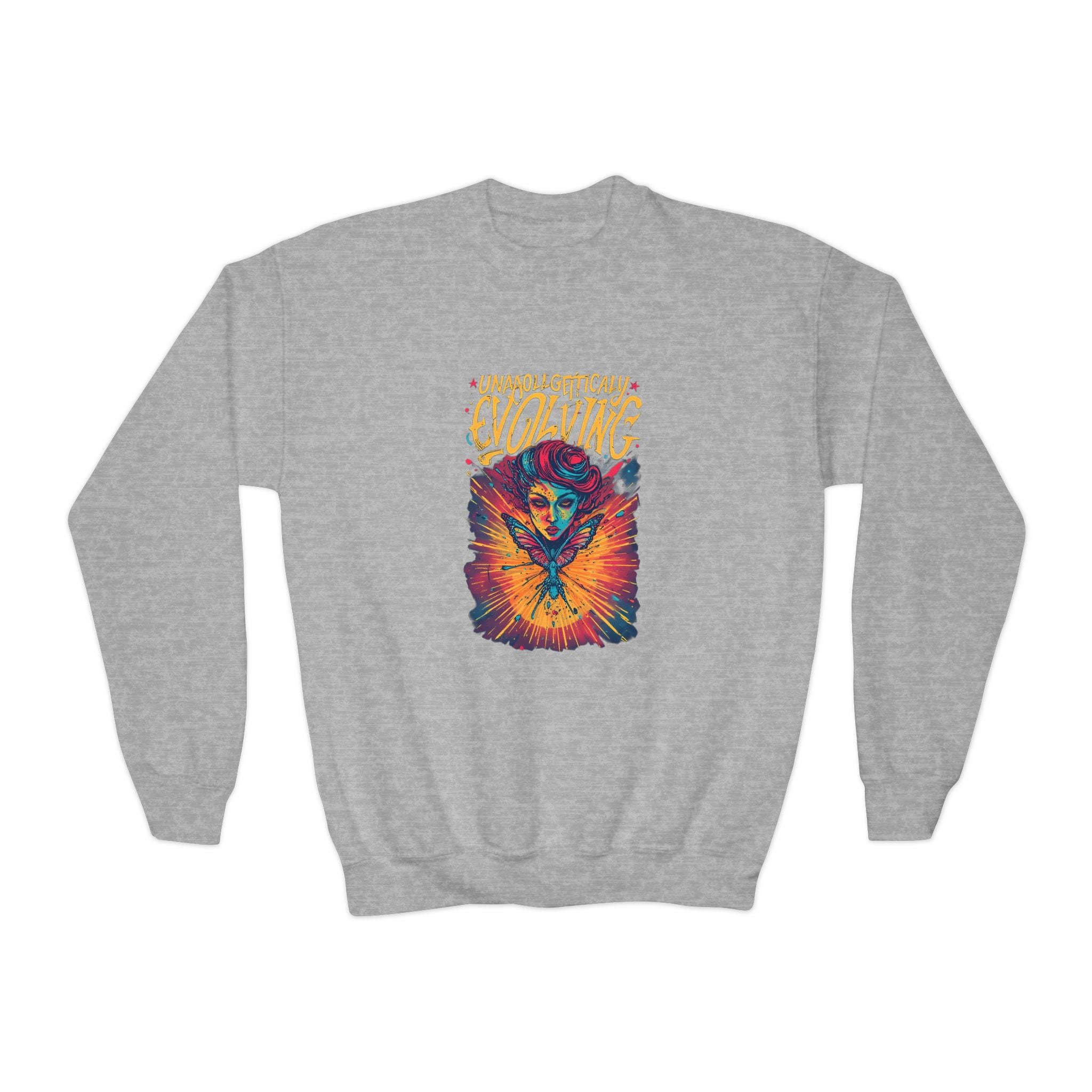 Psychedelic Evolving Skull Youth Crewneck Sweatshirt