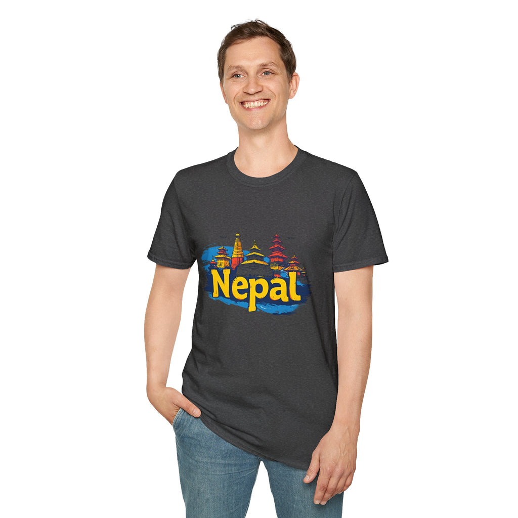 Nepal Temple Skyline T-Shirt – Nepali Cultural Heritage Graphic Tee, Travel & Spiritual Design
