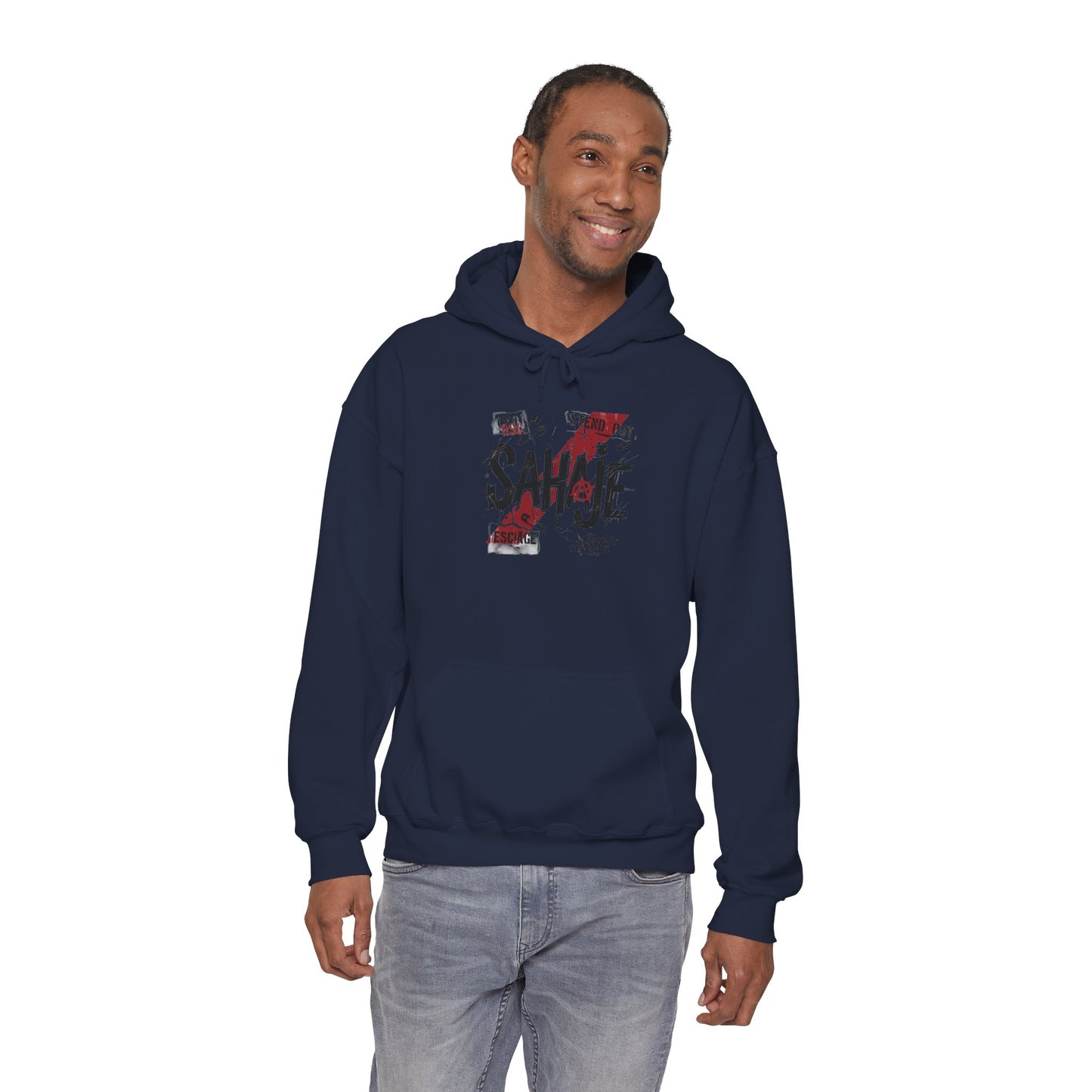 Sahaje Graphic Hoodie – Distressed Vintage Script Pullover