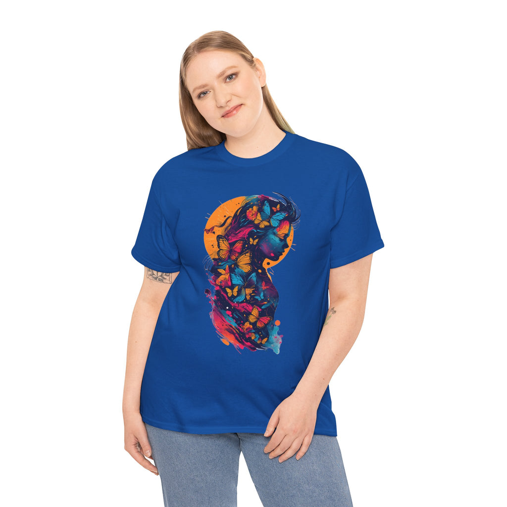 Butterfly Silhouette Graphic Tee — Colorful Maternity Profile Design