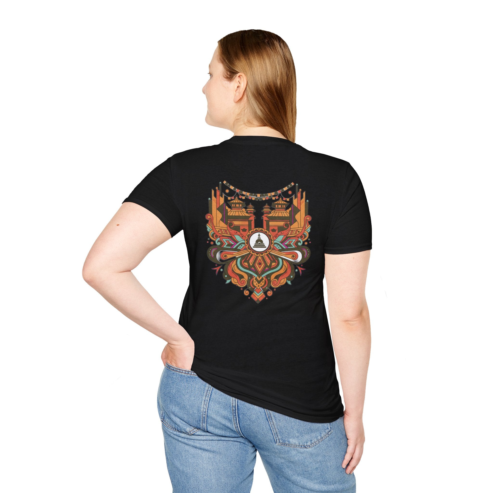 Festival Temple Graphic T-Shirt — Autumn Tribal Shrine Design