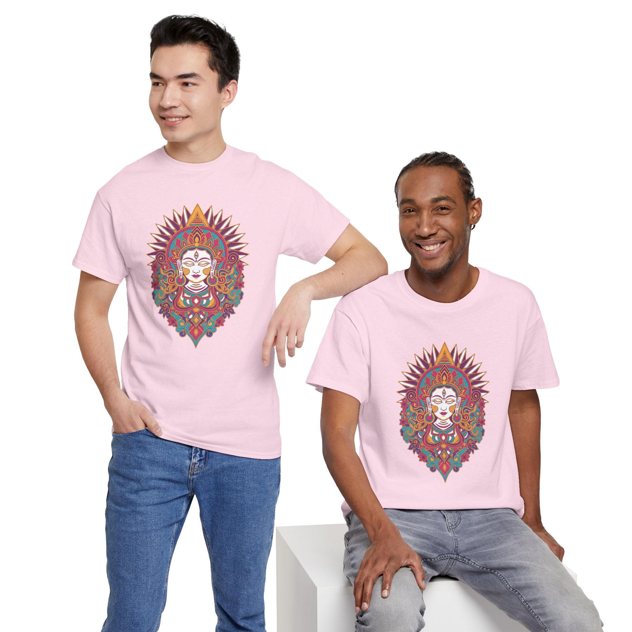 Spiritual Goddess Sun Mandala Tee — Colorful Boho Yoga T‑Shirt