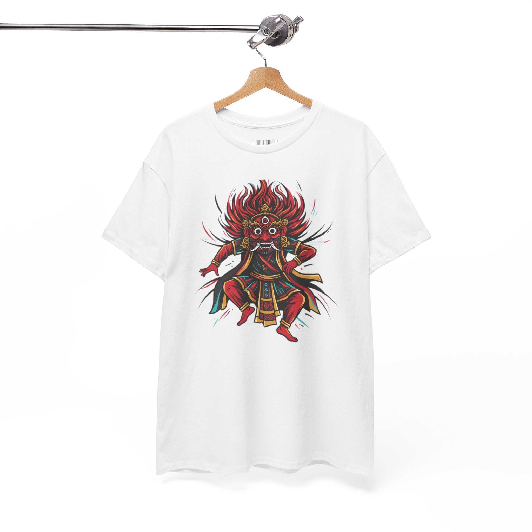 T-Shirt — Fierce Red Oni Demon Graphic Tee (Mythic Japanese Mask Design)