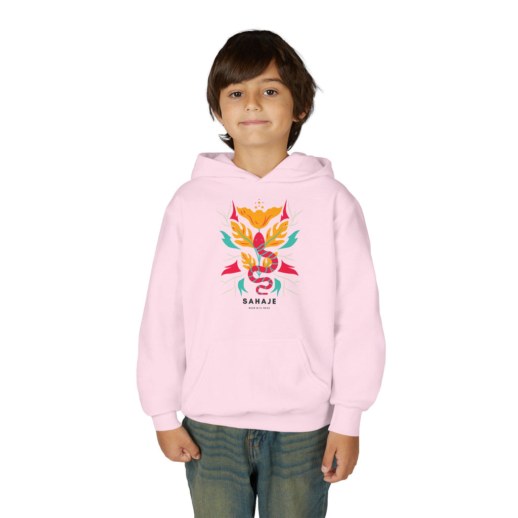 Youth Hoodie — Colorful Sahaja Floral Serpent Design