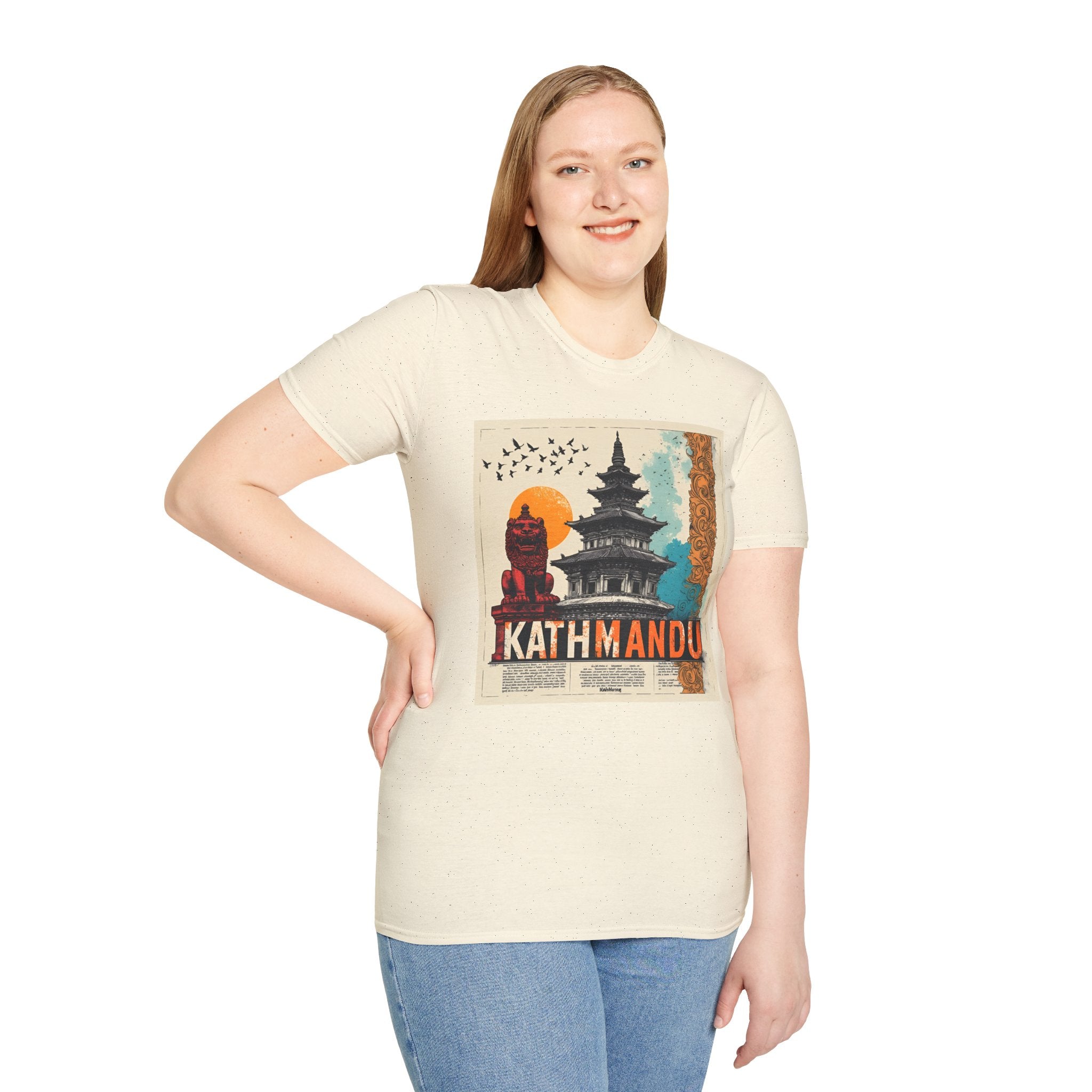 Kathmandu Vintage Travel T-Shirt – Retro Nepal Skyline Graphic Tee, Cultural Tourism Design